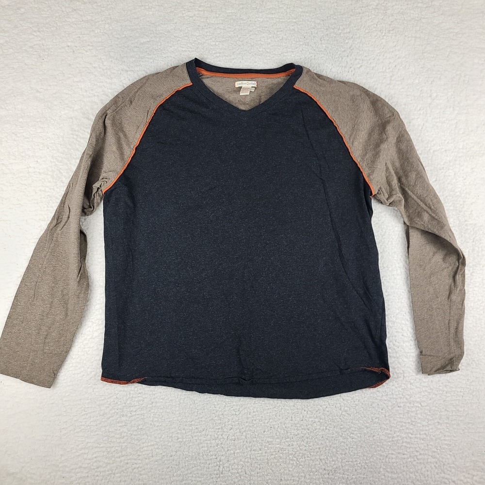 Carbon 2 Cobalt Sweatshirt Mens Large Dark Gray Brown‎ V Neck Long Sleeve